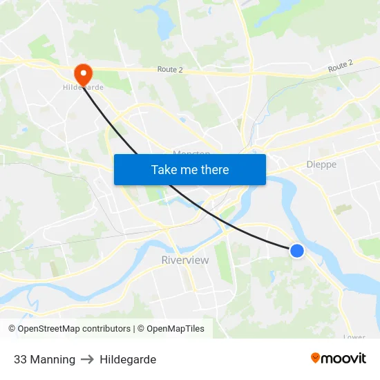 33 Manning to Hildegarde map