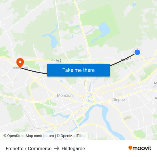 Frenette / Commerce to Hildegarde map