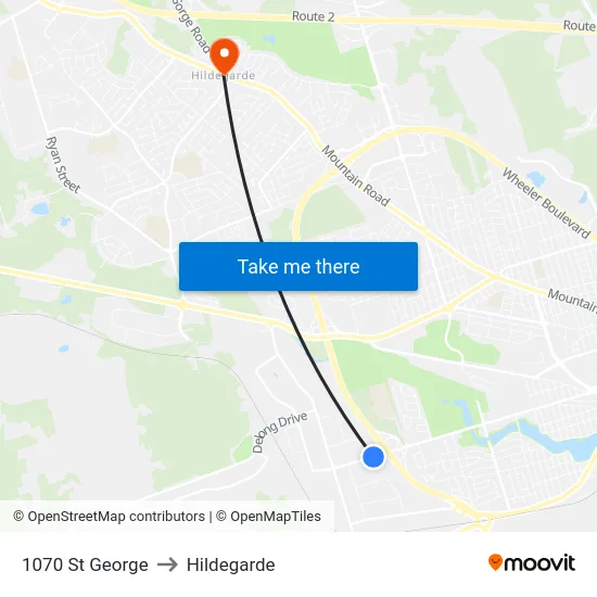 1070 St George to Hildegarde map