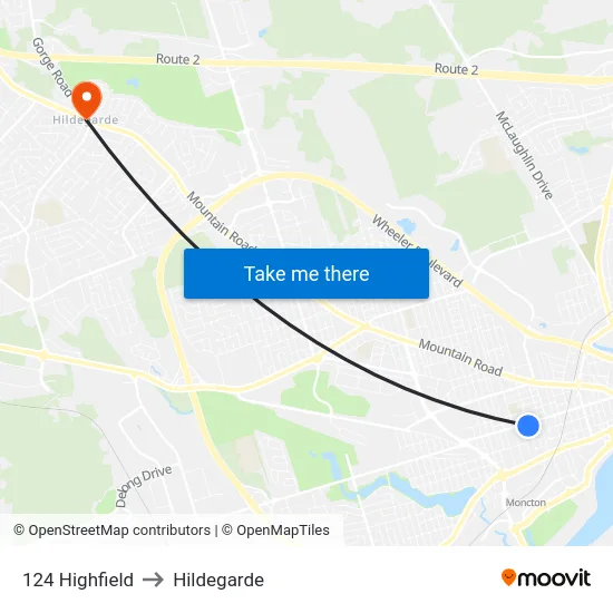 124 Highfield to Hildegarde map
