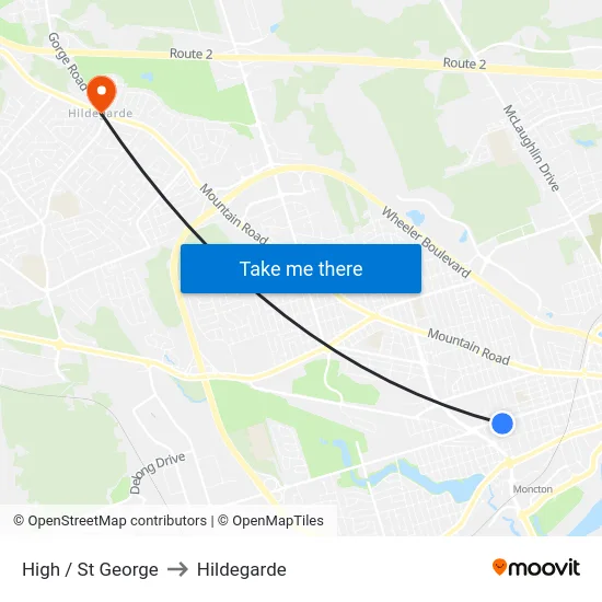 High / St George to Hildegarde map
