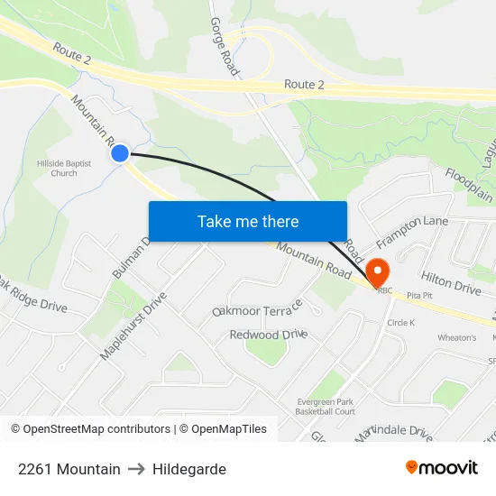 2261 Mountain to Hildegarde map