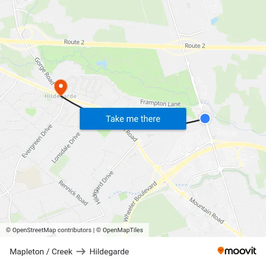 Mapleton / Creek to Hildegarde map