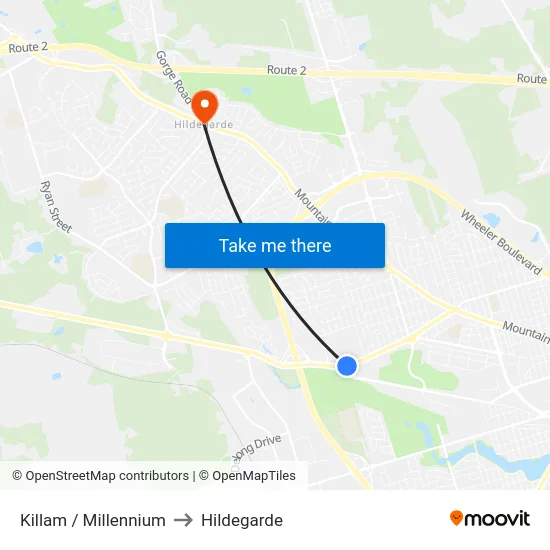 Killam / Millennium to Hildegarde map