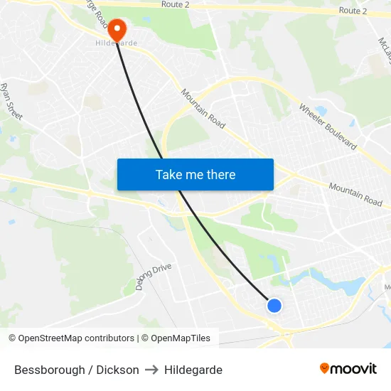 Bessborough / Dickson to Hildegarde map