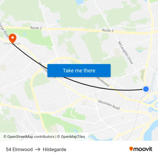 54 Elmwood to Hildegarde map