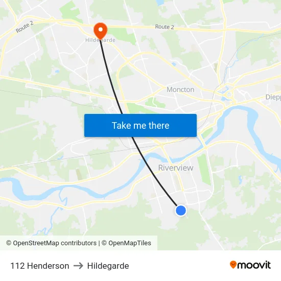 112 Henderson to Hildegarde map