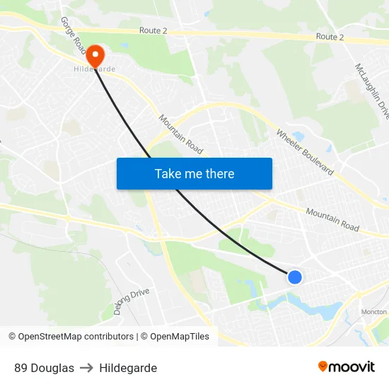 89 Douglas to Hildegarde map