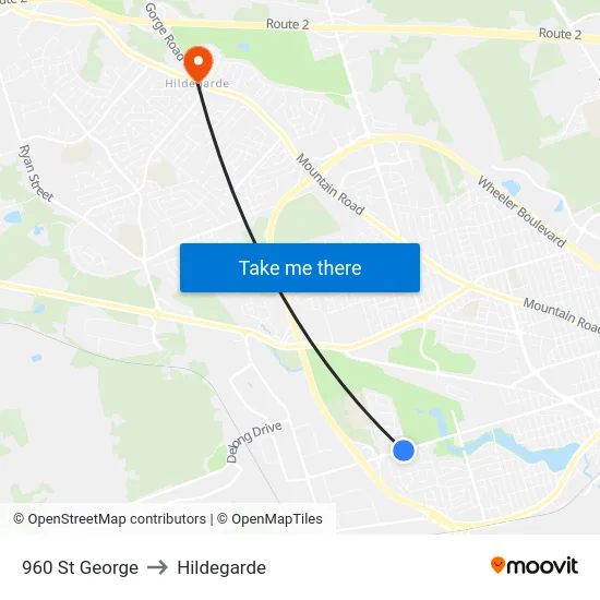 960 St George to Hildegarde map