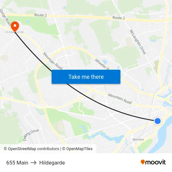 655 Main to Hildegarde map