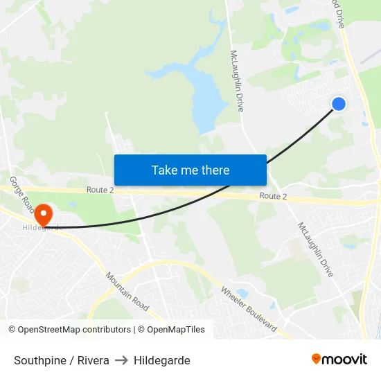 Southpine / Rivera to Hildegarde map