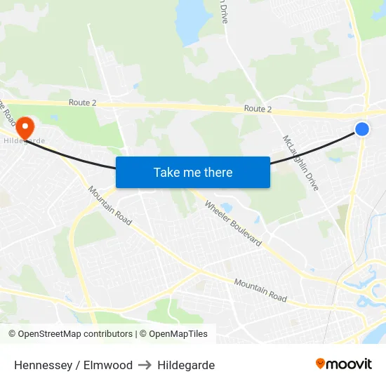 Hennessey / Elmwood to Hildegarde map