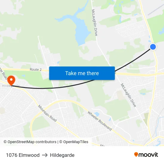 1076 Elmwood to Hildegarde map