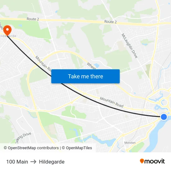 100 Main to Hildegarde map