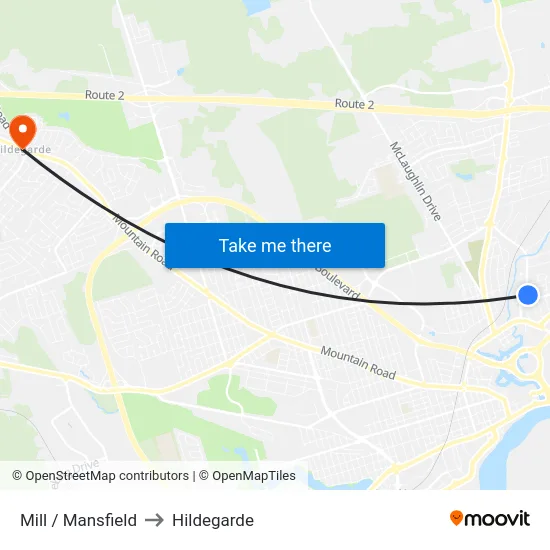Mill / Mansfield to Hildegarde map