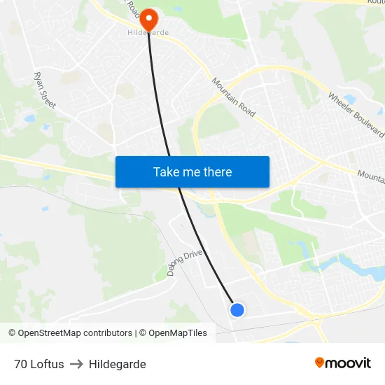 70 Loftus to Hildegarde map