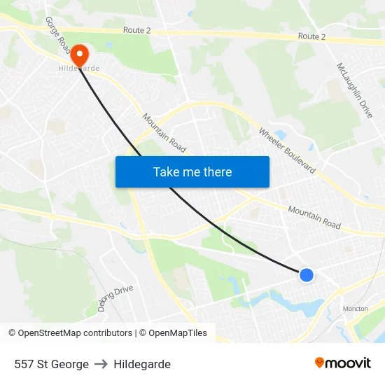 557 St George to Hildegarde map