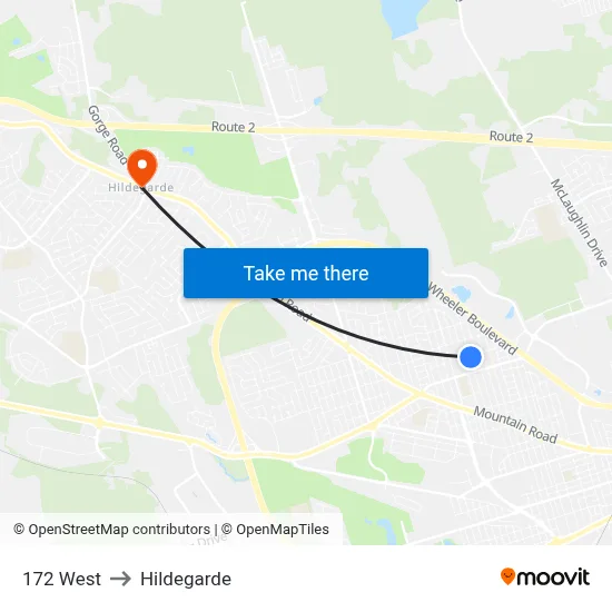 172 West to Hildegarde map