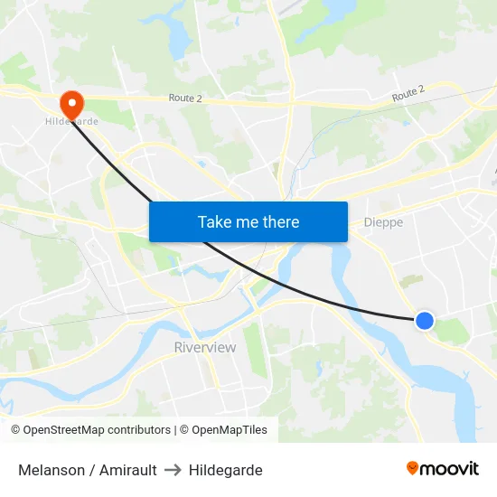 Melanson / Amirault to Hildegarde map