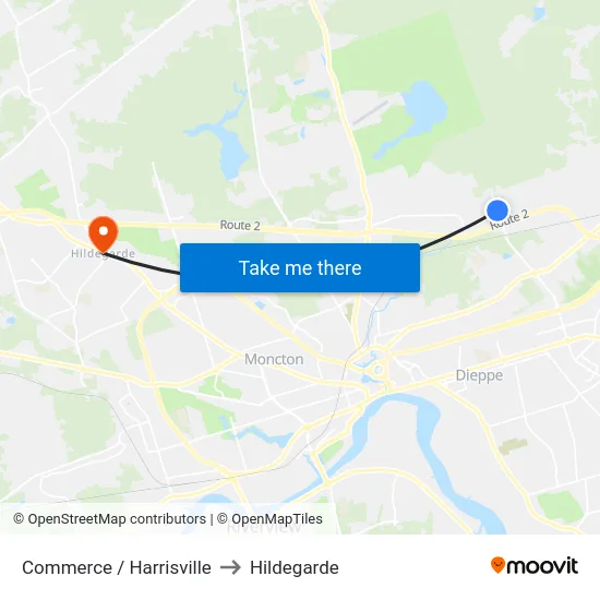 Commerce / Harrisville to Hildegarde map