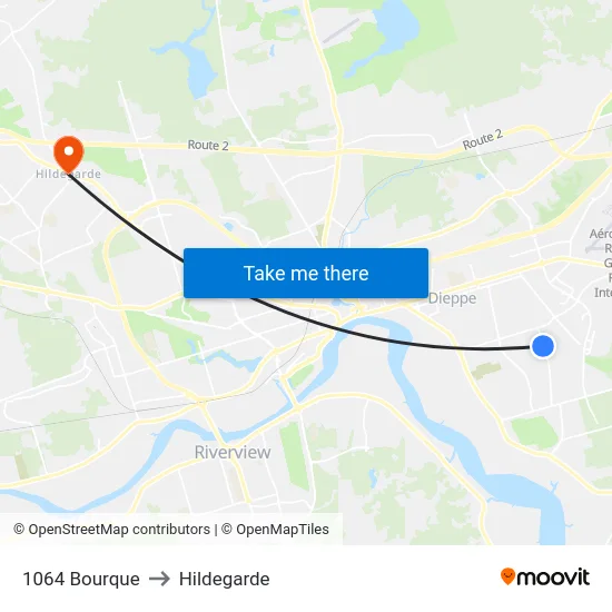 1064 Bourque to Hildegarde map