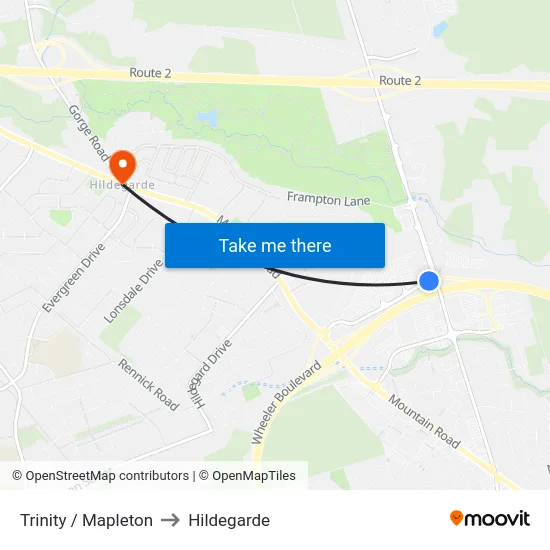 Trinity / Mapleton to Hildegarde map
