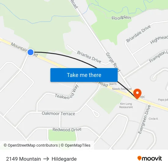2149 Mountain to Hildegarde map