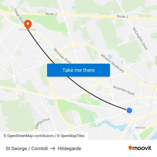 St George / Cornhill to Hildegarde map