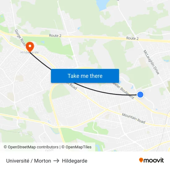 Université / Morton to Hildegarde map