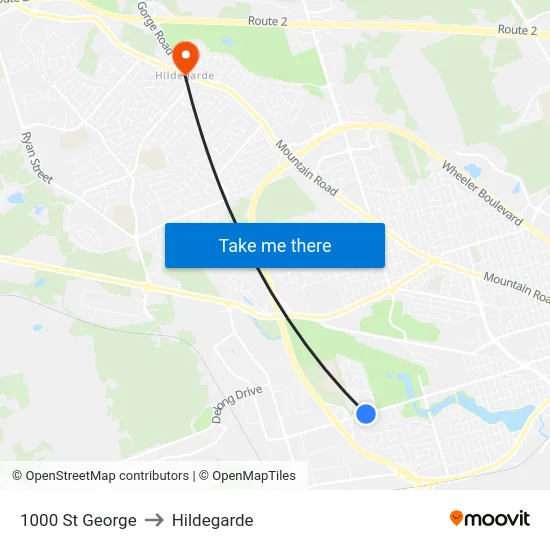 1000 St George to Hildegarde map