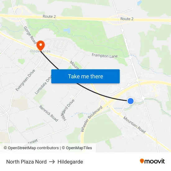 North Plaza Nord to Hildegarde map