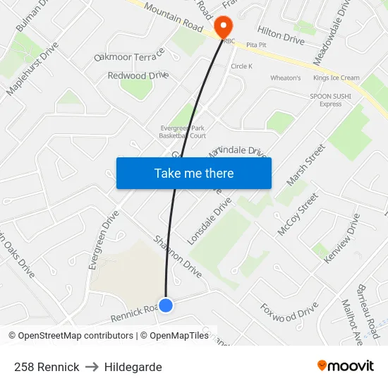 258 Rennick to Hildegarde map