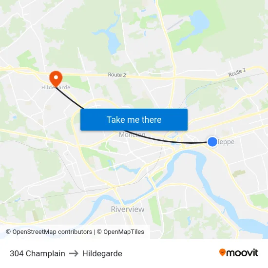 304 Champlain to Hildegarde map