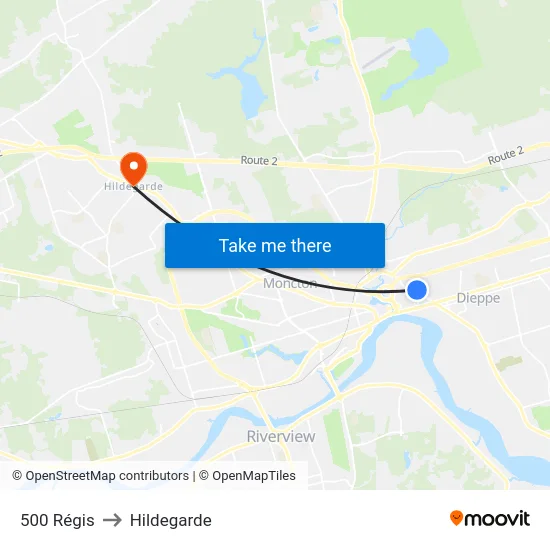 500 Régis to Hildegarde map