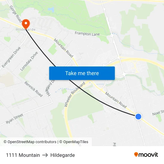 1111 Mountain to Hildegarde map
