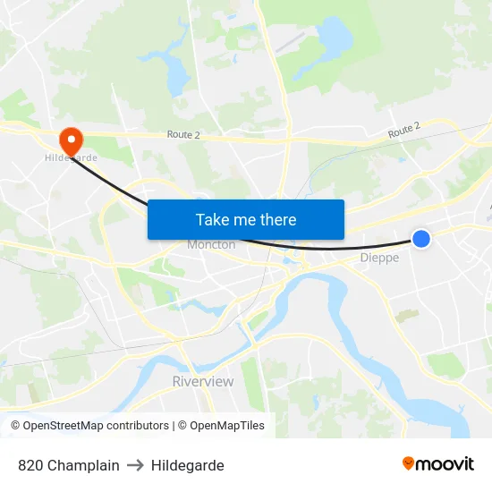 820 Champlain to Hildegarde map
