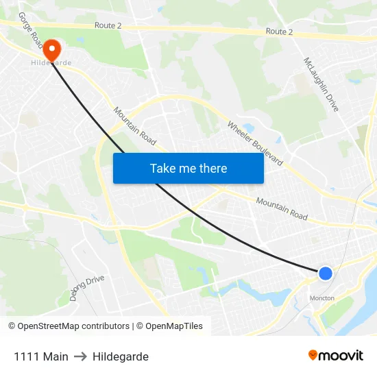 1111 Main to Hildegarde map