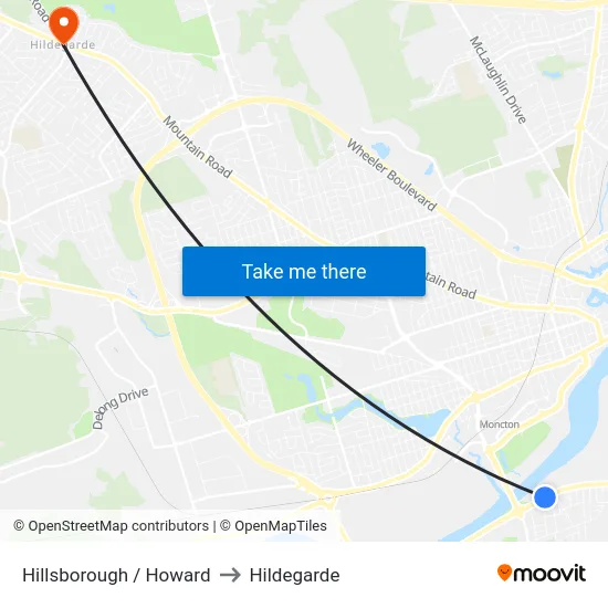 Hillsborough / Howard to Hildegarde map