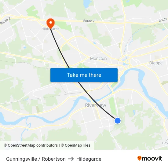 Gunningsville / Robertson to Hildegarde map