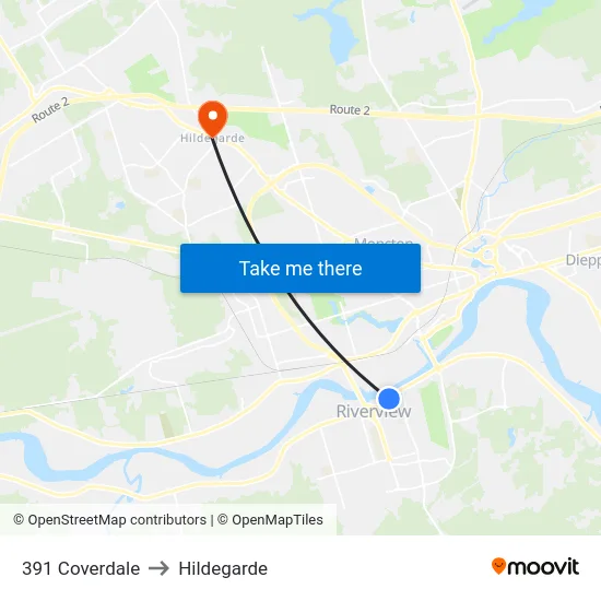 391 Coverdale to Hildegarde map