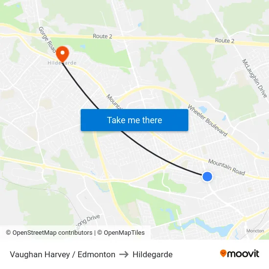 Vaughan Harvey / Edmonton to Hildegarde map