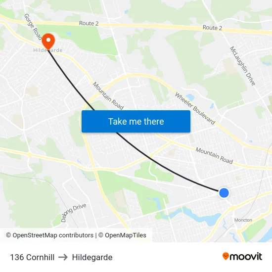 136 Cornhill to Hildegarde map