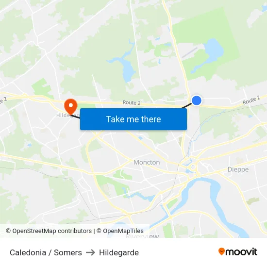 Caledonia / Somers to Hildegarde map