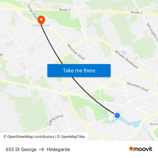 653 St George to Hildegarde map
