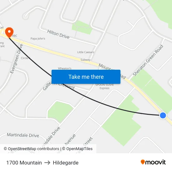 1700 Mountain to Hildegarde map