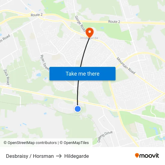 Desbraisy / Horsman to Hildegarde map