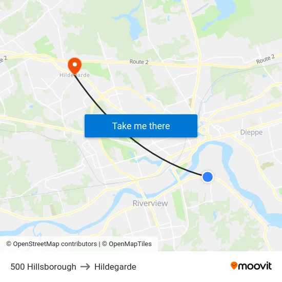 500 Hillsborough to Hildegarde map