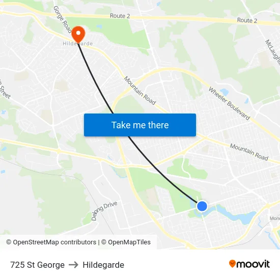 725 St George to Hildegarde map