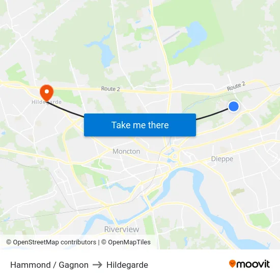 Hammond / Gagnon to Hildegarde map