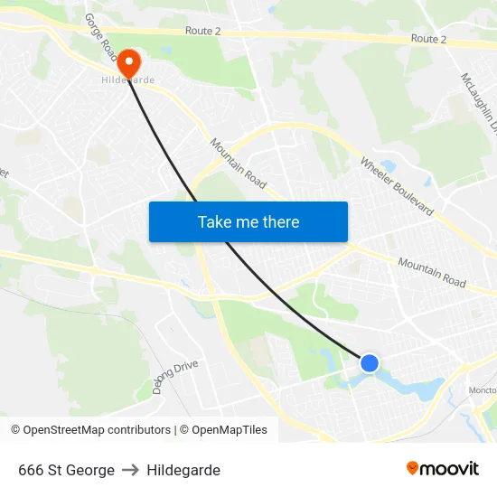 666 St George to Hildegarde map